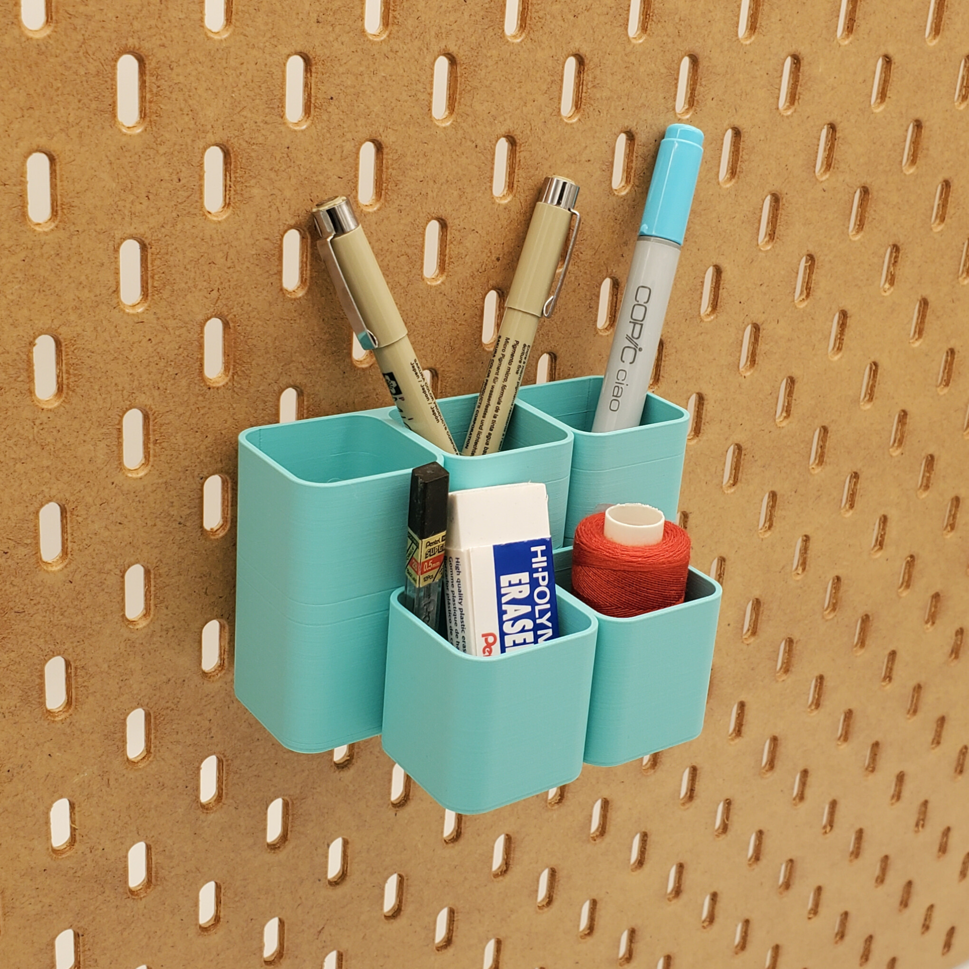 Teal Square 5 cup bin for IKEA SKADIS Storage.