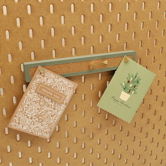 CorkBoard in Muted green on Wooden Skadis Board