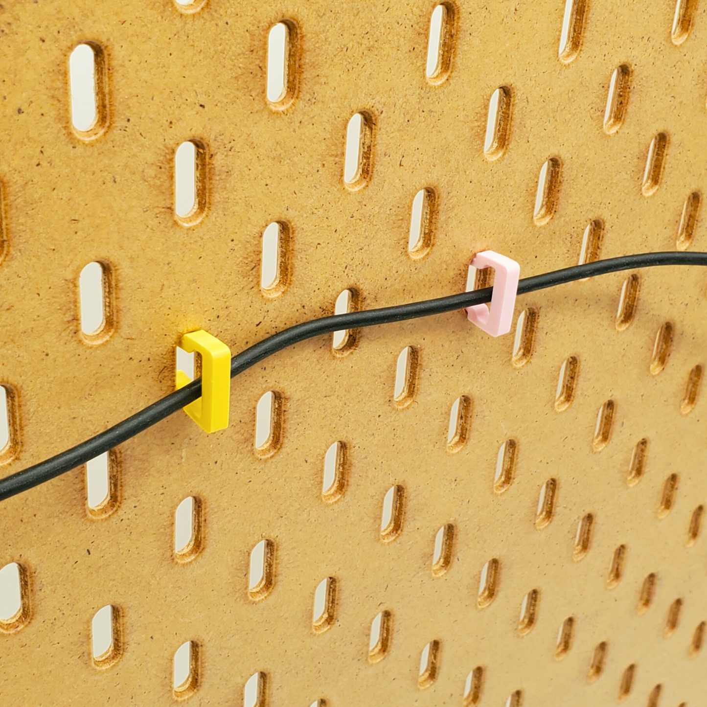 Horizontal Wire clips in a SKADIS Pegboard