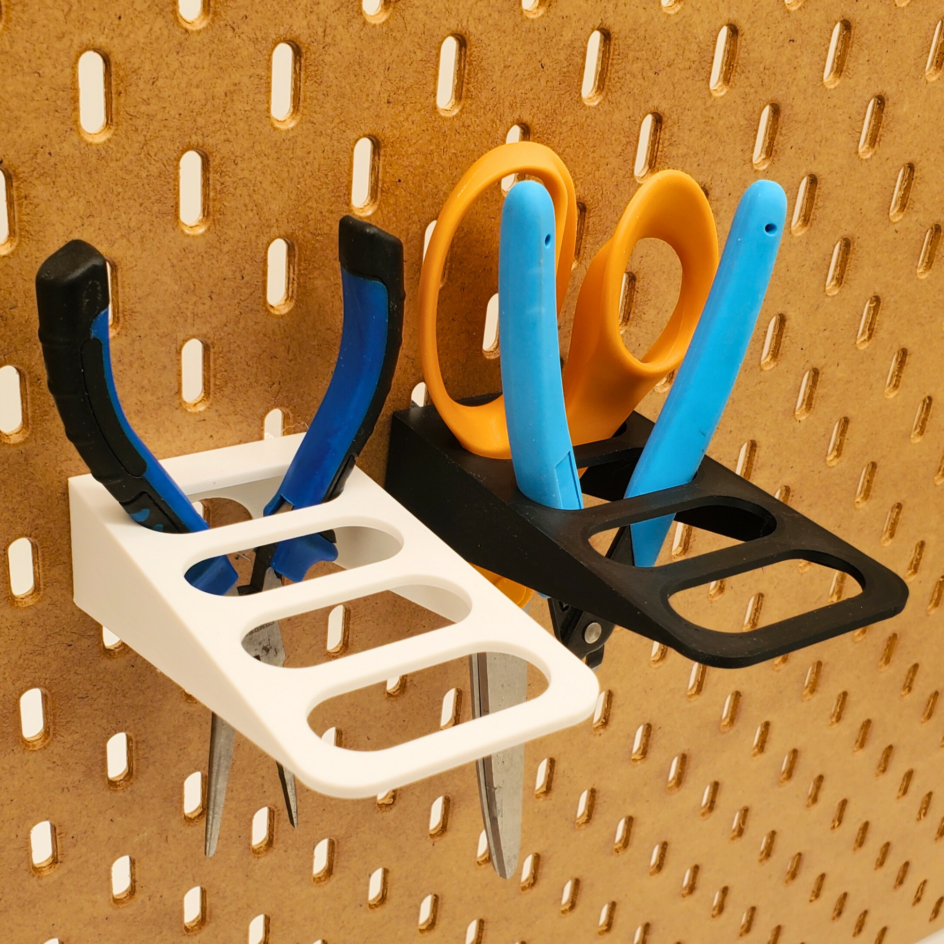 Two Scissor Storage for SKADIS pegboards side by side