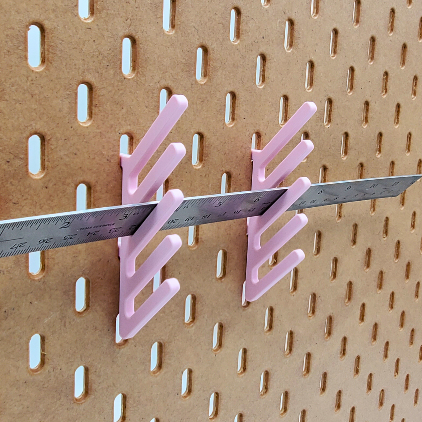 Light Pink Angled Ruler Storage for IKEA SKADIS Pegboard