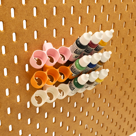 Paint Dropper racks on an IKEA SKADIS Pegboard