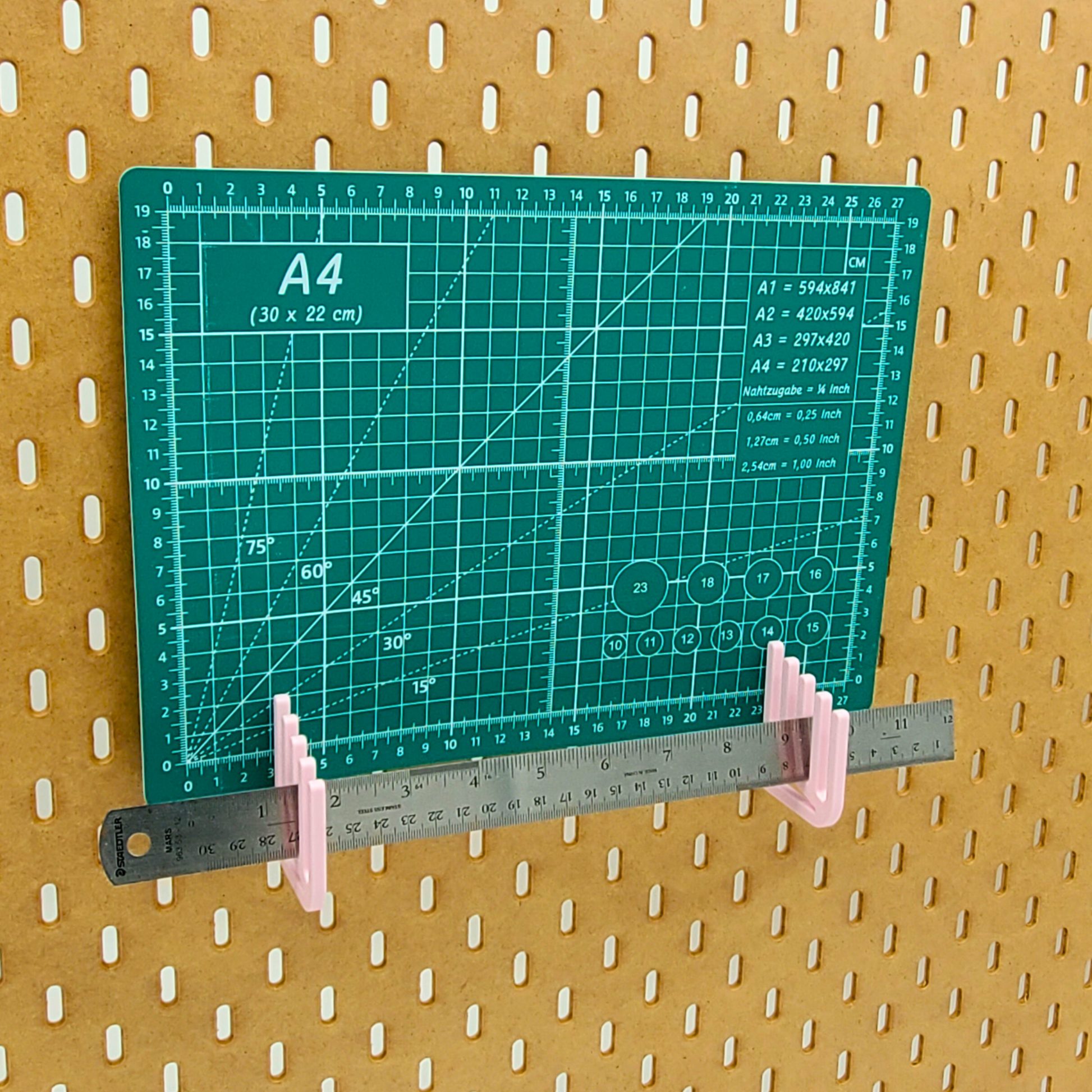 Light Pink Ruler Storage for IKEA SKADIS Pegboard