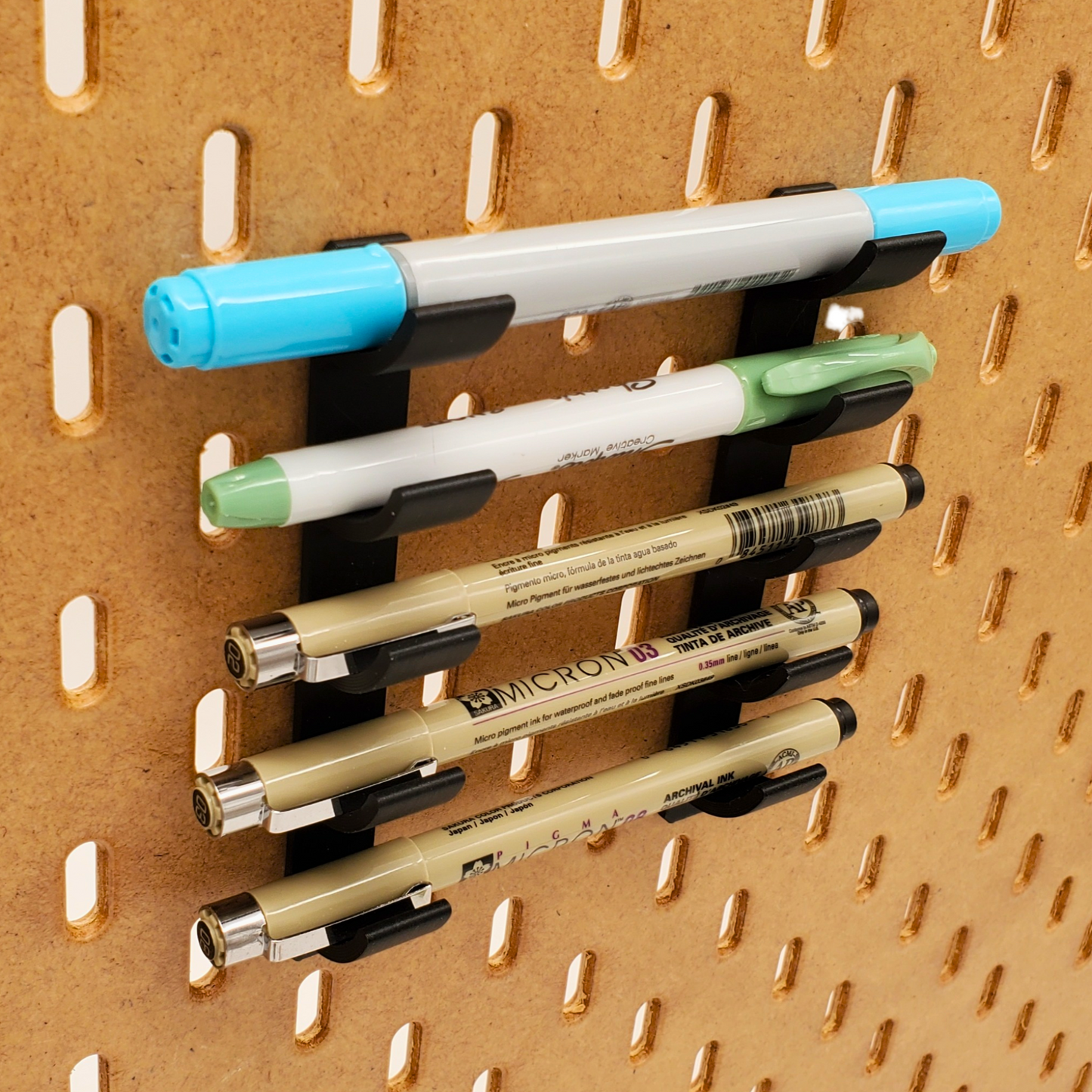 Five Pencil mini shelf for Pens, brushes, pencils and other writing utensils for the IKEA Skadis pegboard platform