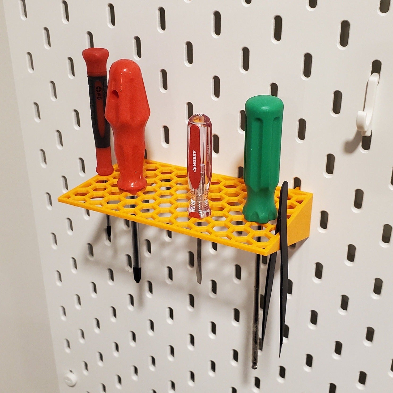 sunrise orange Skadis pegboard screwdriver tool holder