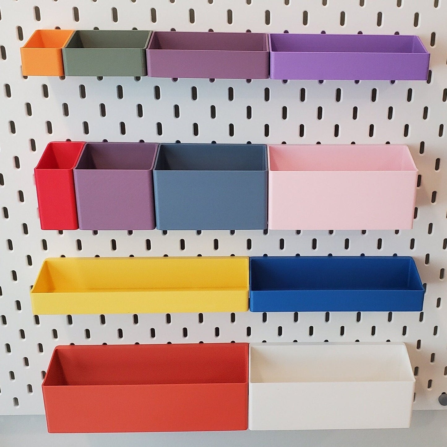 SKADIS Pegboard bins, Just Hanging Products compatible with IKEA SKADIS Pegboards.