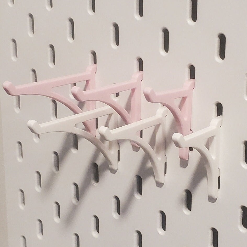 Light Pink and Cotton White platform hooks in small, medium and large.