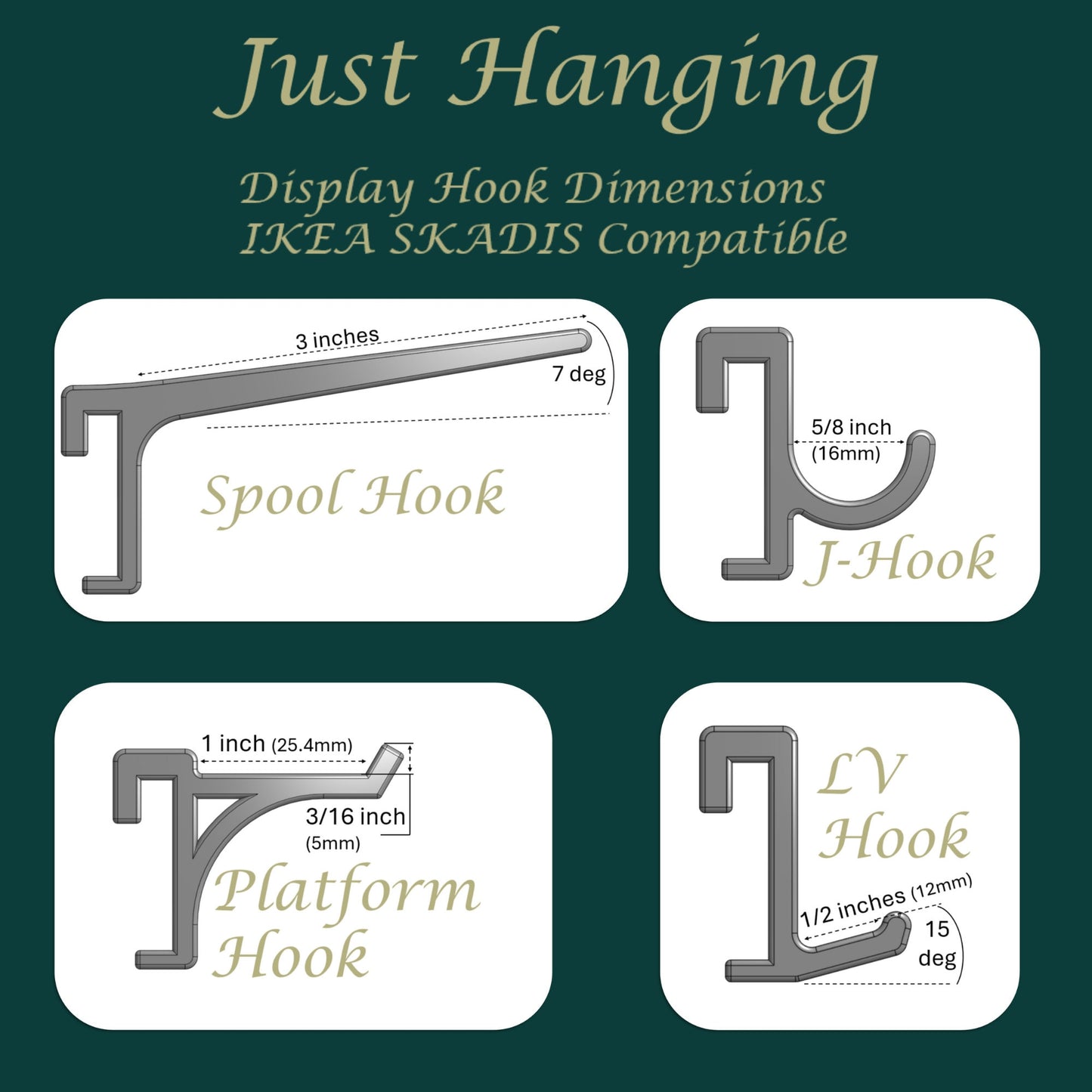 Display Hook Size chart