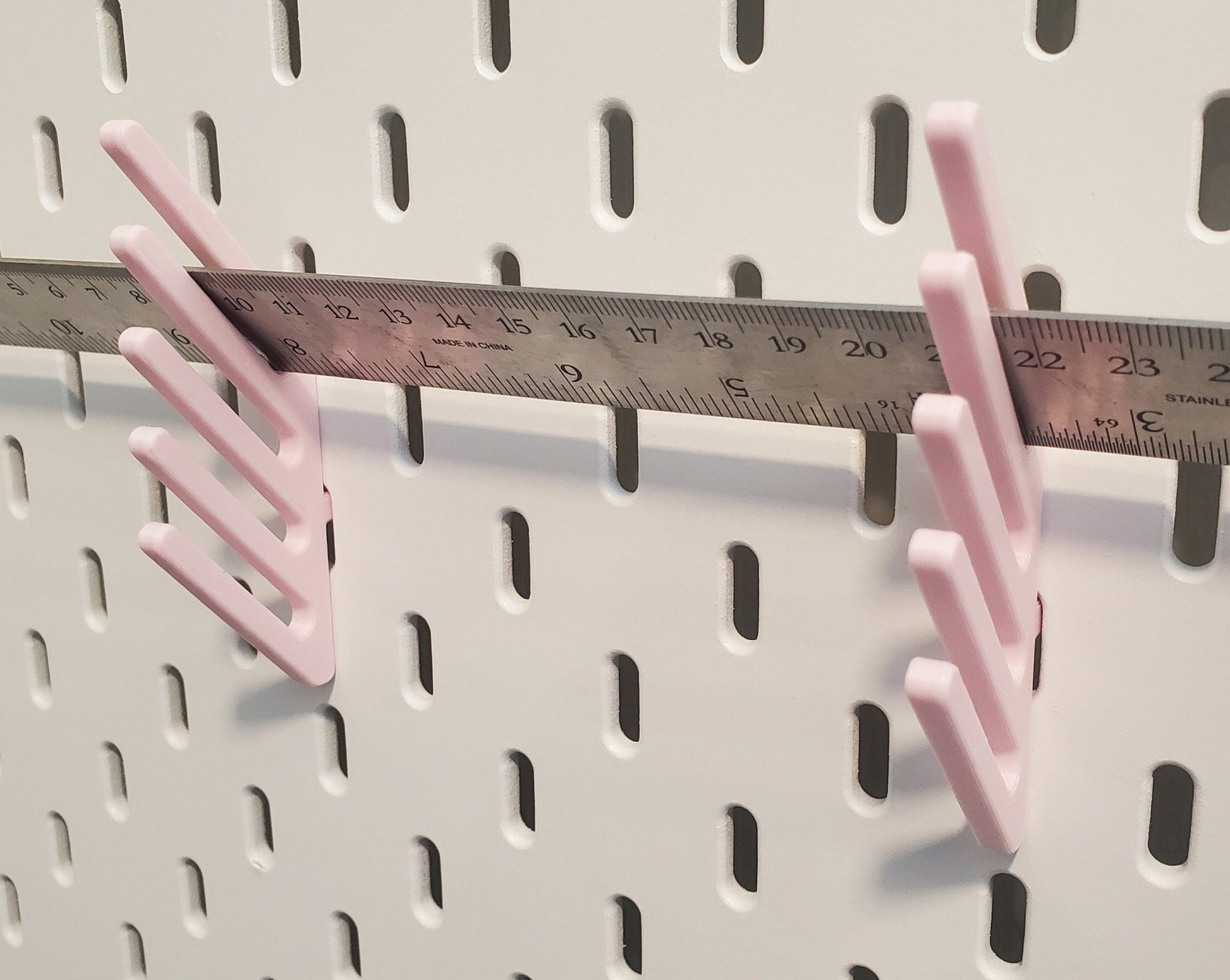 Light Pink Angled Ruler holder on White Skadis board